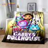 Cute Gabbys Dollhouse Cartoon Blanket,Soft Throw Blanket for Home Bedroom Bed Sofa Picnic Travel Office Rest Cover Blanket Gift