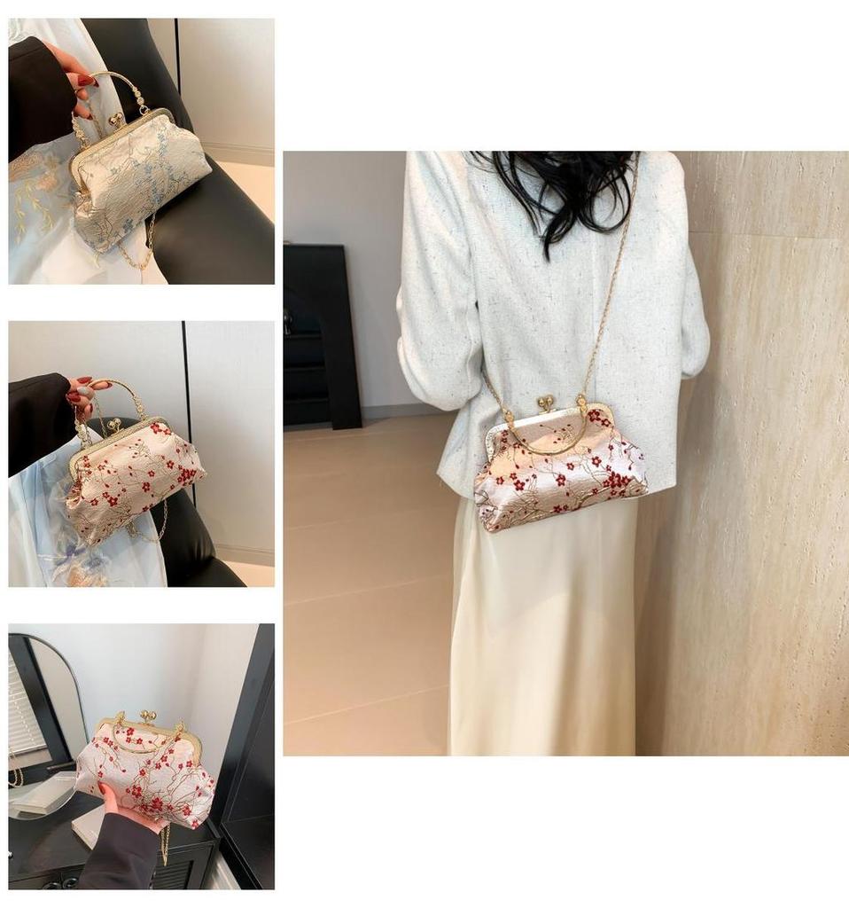 Артистичная Национальная Стиль Застежка-Пряжка Сумка для Ципао 2024 Шикарная Летняя Ручная Металлическая Сумка на Плечо