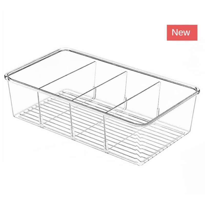 Органайзер для холодильника, прозрачный пластиковый органайзер для хранения продуктов, ящик для хранения в холодильнике с разделителем, морозильник, кладовая, кухонный органайзер