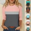 Shirt For Women's Fashion Casual Raglan Sleeve Round Neck 3/4 Sleeve Loose Printed T-Shirt Ladies Top