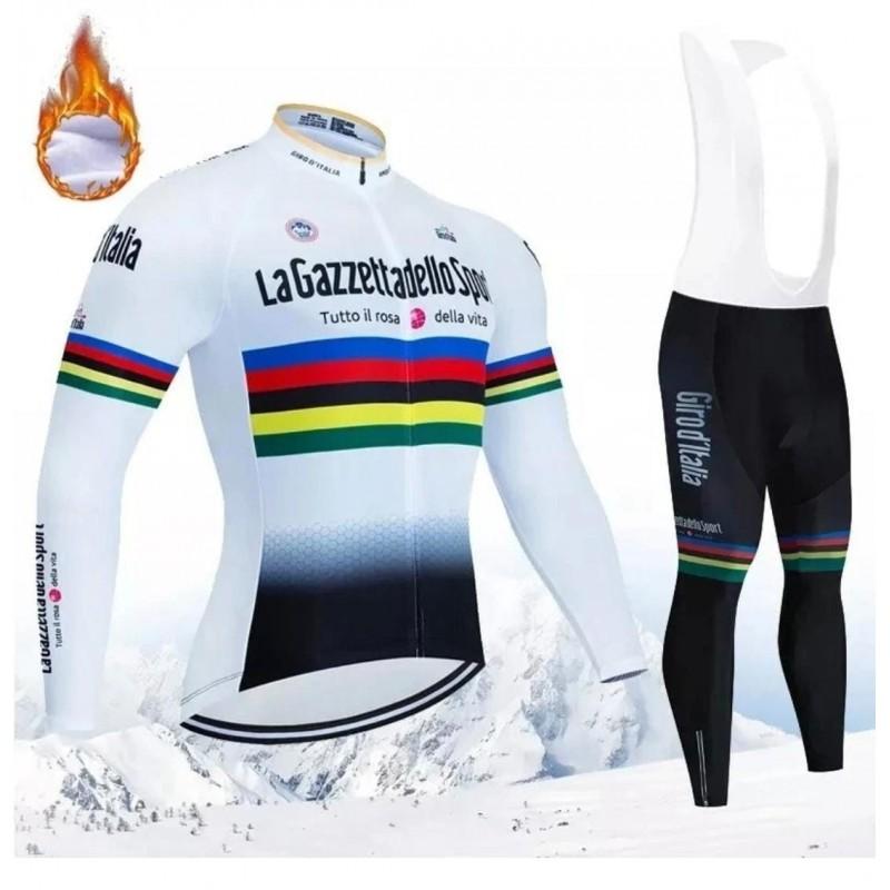 Unisex Long Sleeve Fleece-Lined Cycling Jersey Mountain Road Bikes Wear
