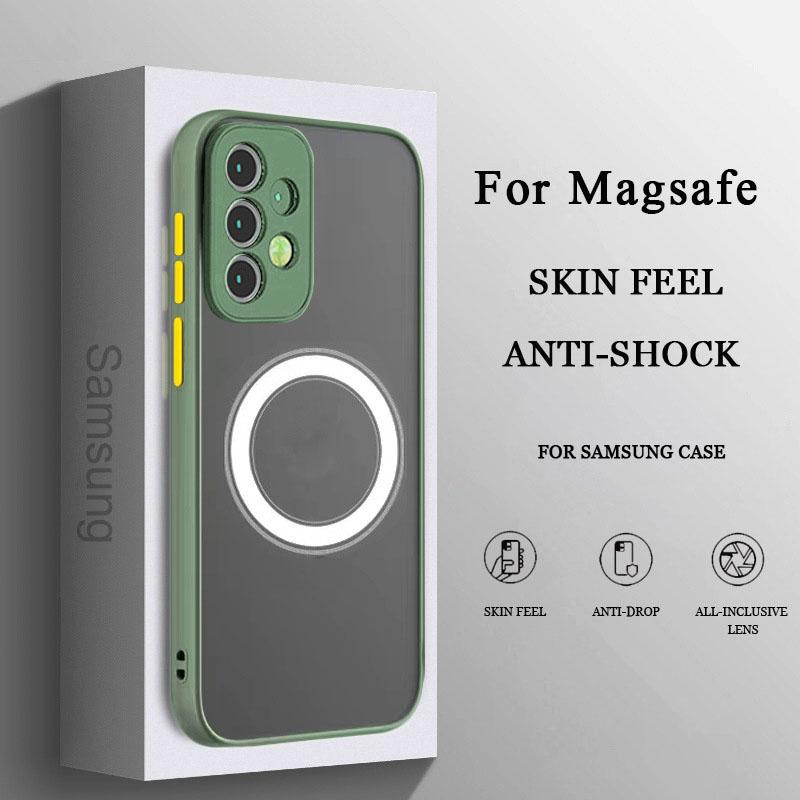 Матовый магнитный чехол для Samsung Galaxy S24 S23 S22 S21 S20 Ultra Plus FE A54 A53 A52 A32 A13 A34 4G 5G, чехол для беспроводной зарядки
