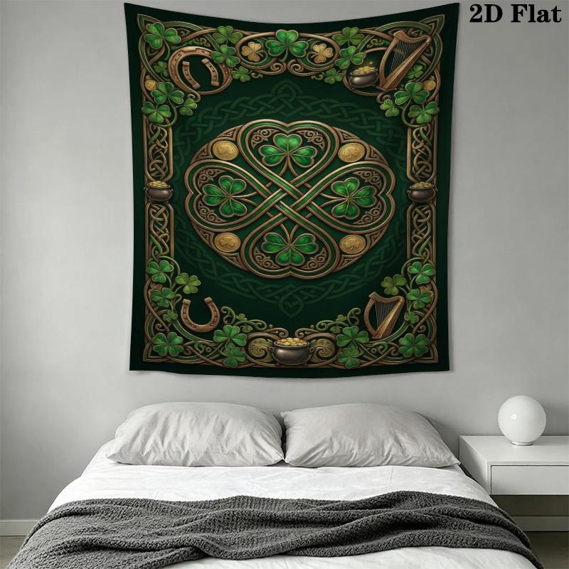 St.Patrick's Day Wall Tapestry Aesthetic Wall Hanging Printed Fabric Blanket Decorative Tapestries for Bedroom Living Room Home Decor