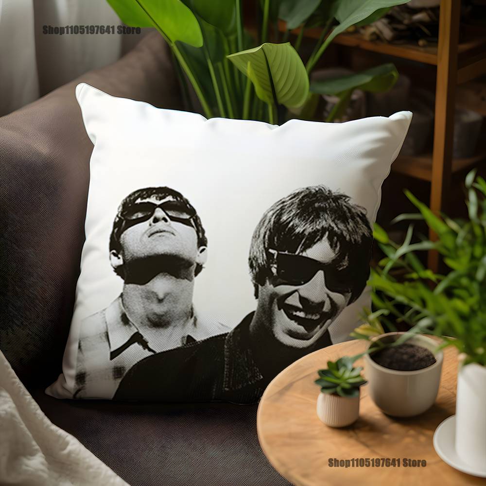 O-Oasis Band Pillow Case For Sofa Decor Car Office Room Printing Cushion Cover Decorations and Protector