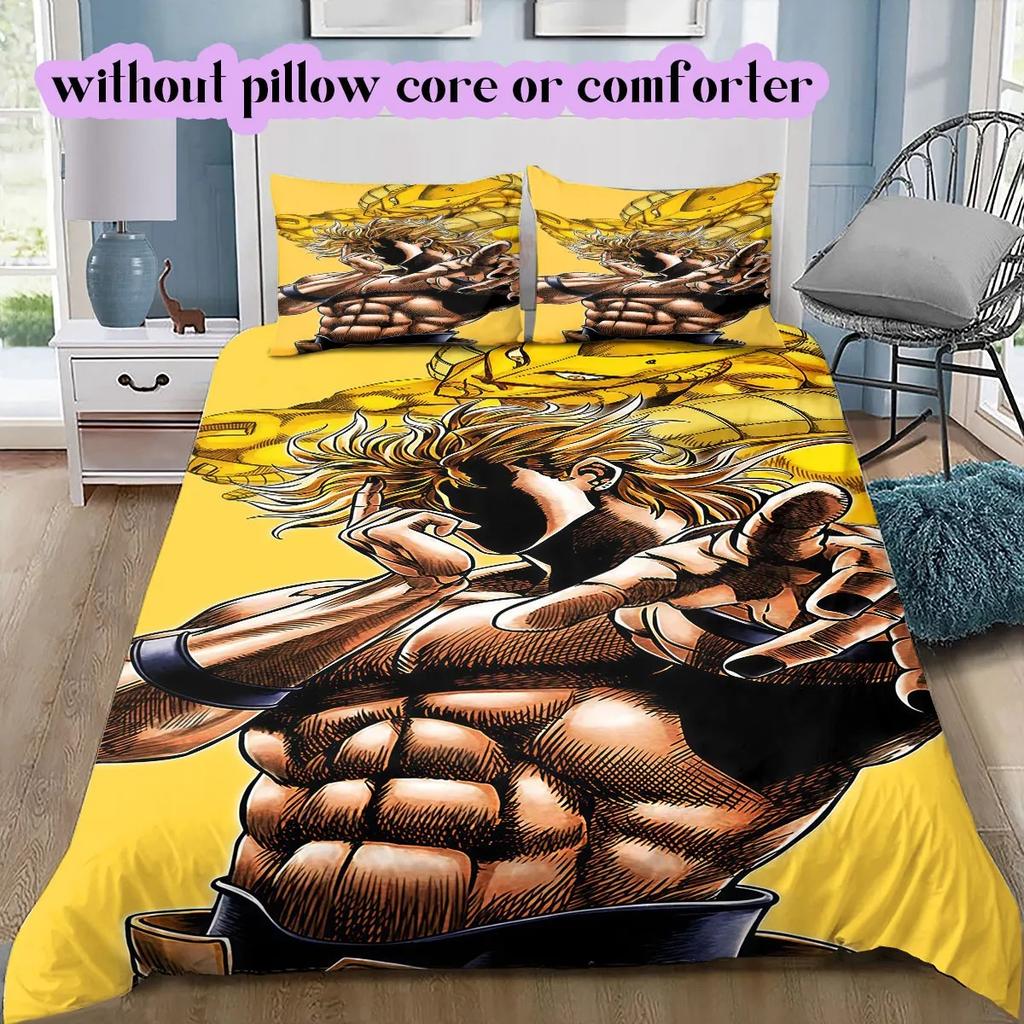 Anime JoJo Bizarre Exquisite 3D Print Bedding Set,Adventure Jotaro Kujo Duvet Cover Pillowcase for Teen Fans 2/3piece Set