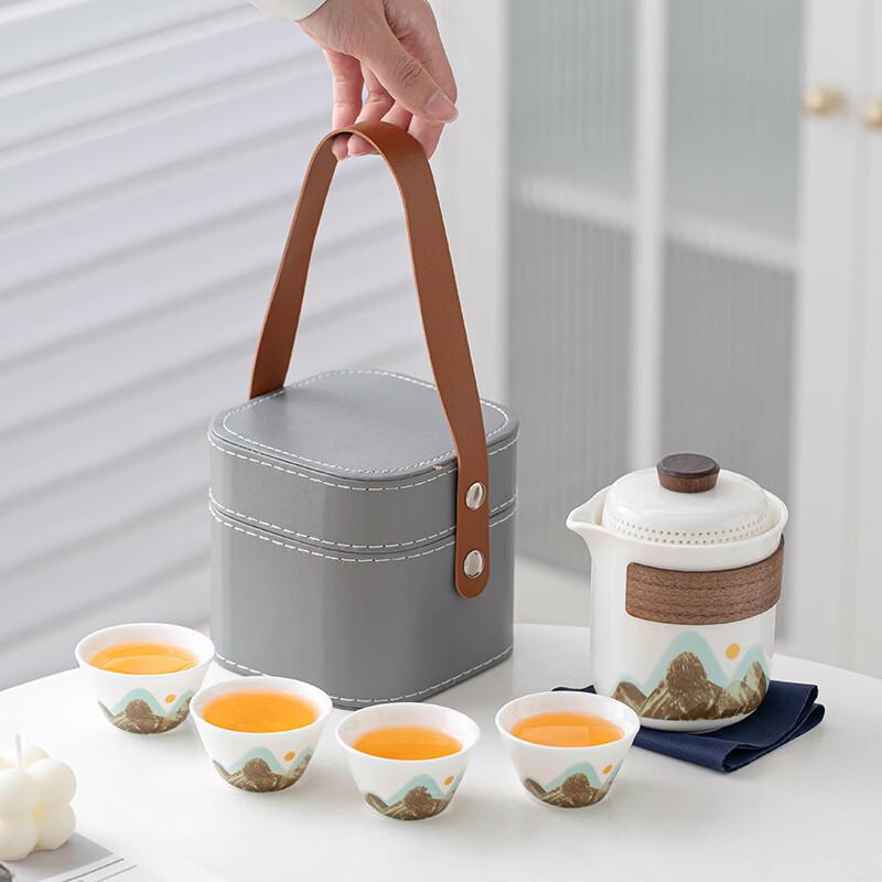 Chinese Ink Landscape Ceramic Travel Tea Set