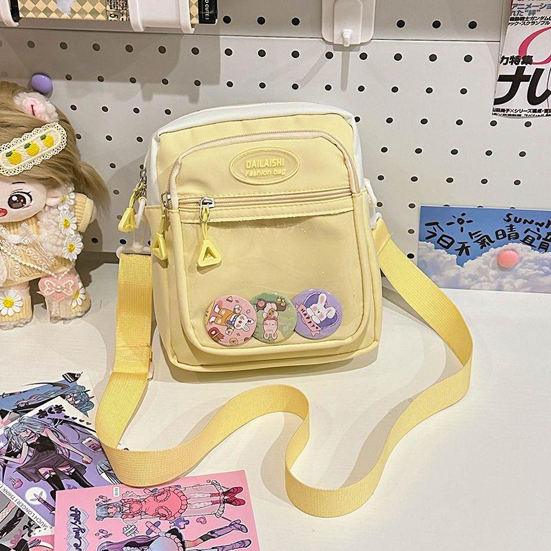 JIAERDI Harajuku Pink Itabag Messenger Bag Women Transparent Nylon Chic Casual Crossbody Bags Female JK Anime Pain Bag Aesthetic