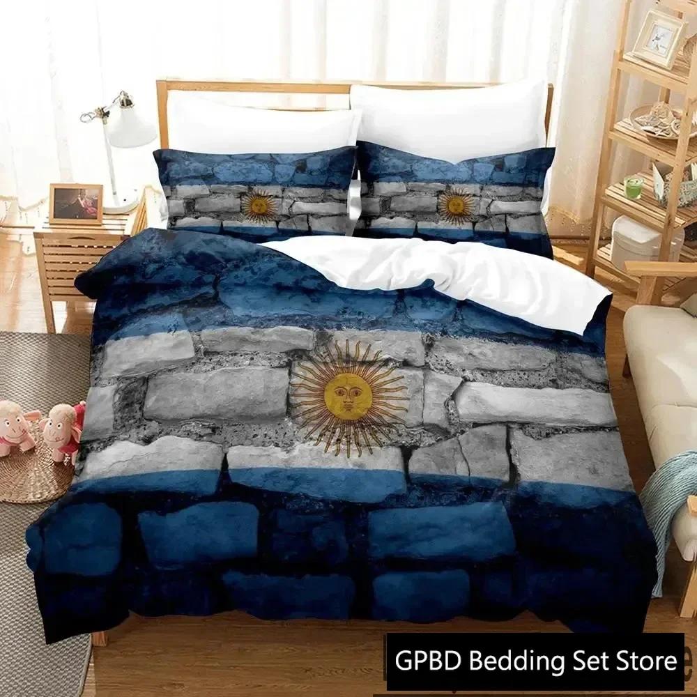 3D Print Argentina Flag Bedding Set Double Twin King Duvet Cover Comforter Pillowcase Boys Girls Adults Bedroom