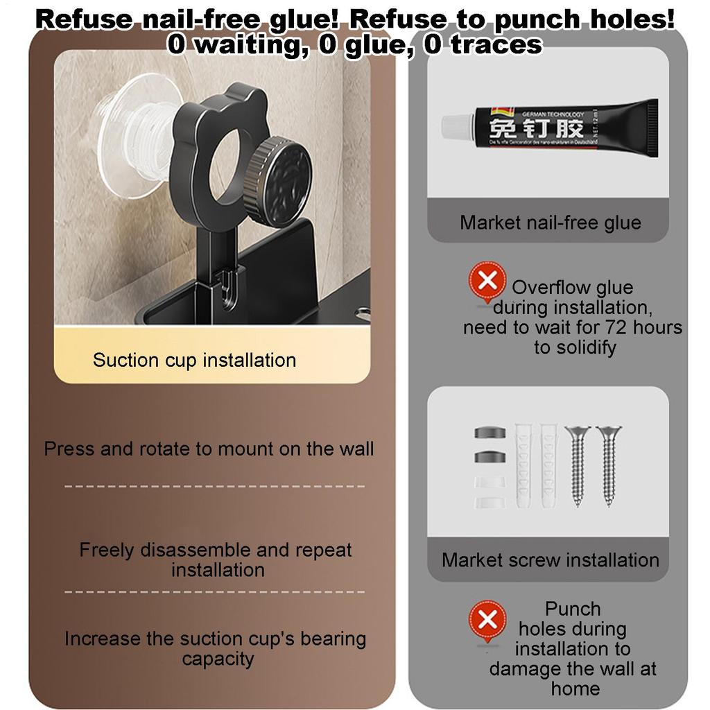 ABS Полки для ванной комнаты на присоске Стеллаж-полка для хранения в ванной без сверления отверстий Угловая настенная полка Держатель для шампуня