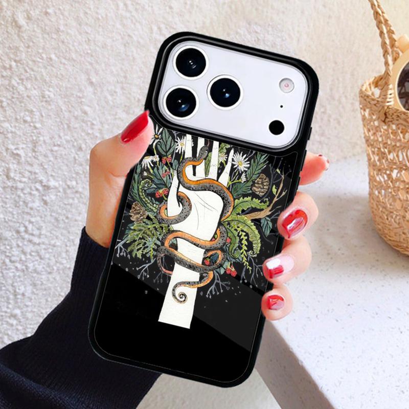 Чехол для телефона "Змея и папоротник" для iPhone 17 Air 16 15 14 13 12 11 Pro Max Plus