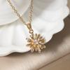 Flower Shape Pendant Necklace for Women Golden Stainless Steel Clavicle Chain Wedding Party Daily Wear Jewelry Accessories