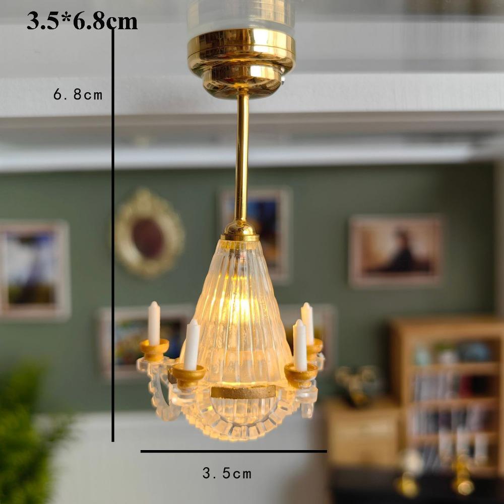 1:12 Dollhouse Colored Glass Lamp 7 Styles Ceiling Lamp Chandelier Doll House Accessories