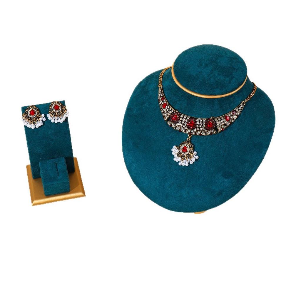 Vintage European - American Style Metal Jewelry Set - Trendy Necklace , Earrings & Hair Accessory for Women