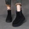 Женские зимние ботинки на платформе из бархатной кожи 2024 года: Теплые, удобные, короткие повседневные хлопковые ботинки на толстой подошве