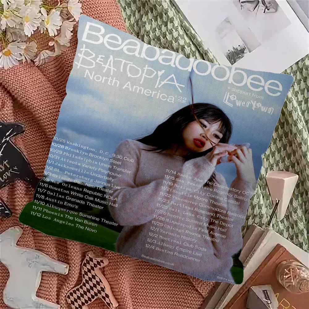 Чехлы на подушки с изображением певицы B-Beabadoobee Мультяшные Декоративные для дивана Домашние Двусторонние Короткий плюш Милый чехол для подушки