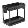 2 Tier Sliding Cabinet Basket With Hooks Under Sink Organizer Upgraded Bathroom Organizer  Bathroom