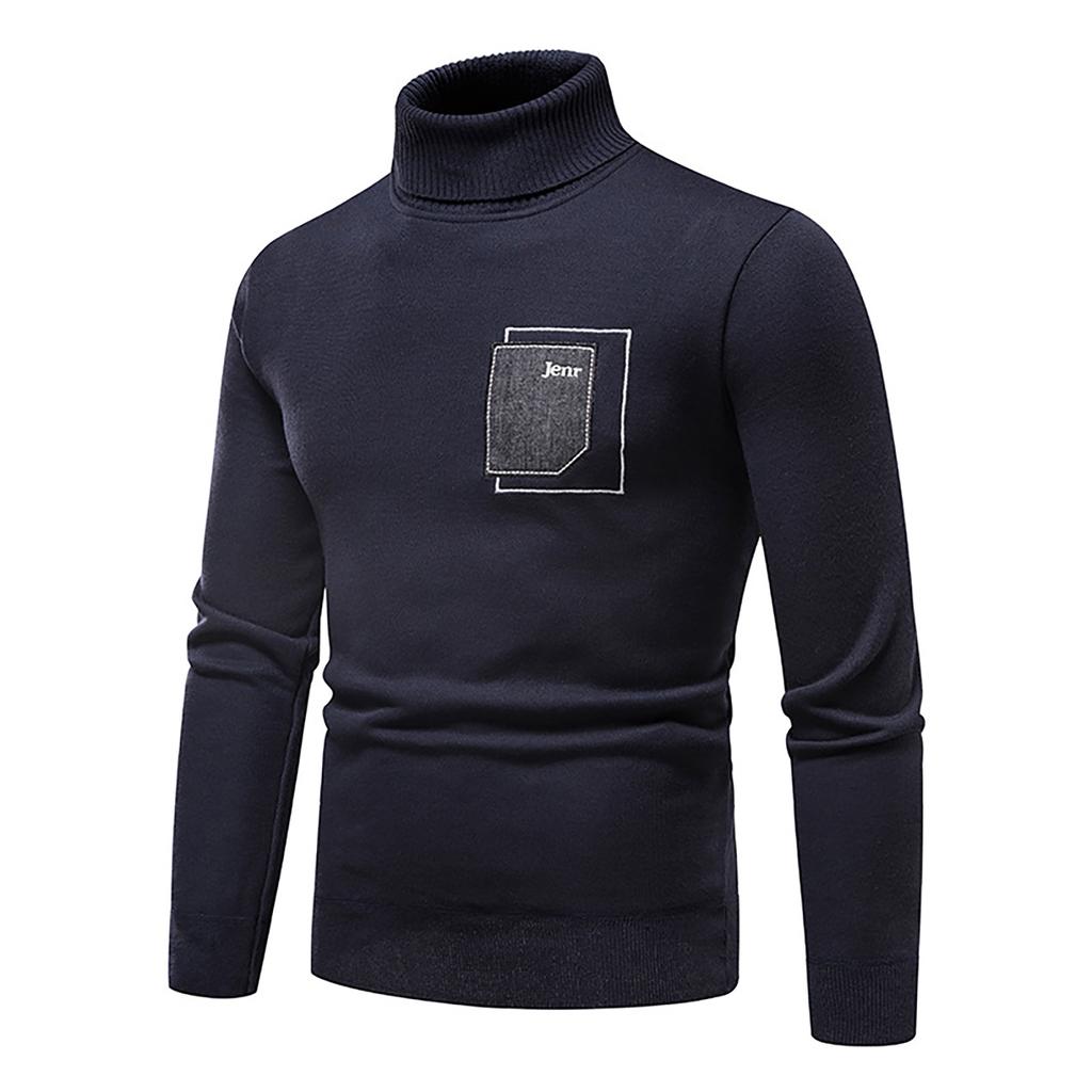 Men's Sweater High Neck Sweater Solid Color Slim Bottoming Sweater