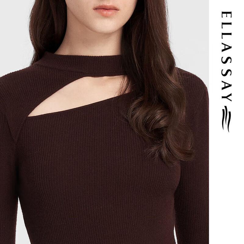 ELLASSAY Women's Merino Wool Hollow-Out Knit Sweater