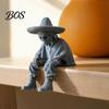 Decorative Accents for Shelves 3D Printed Sitting Skeleton Shelf Sitter Figurine, Gothic Hat Desktop Spooky Aesthetic Office Ornaments Ornament,