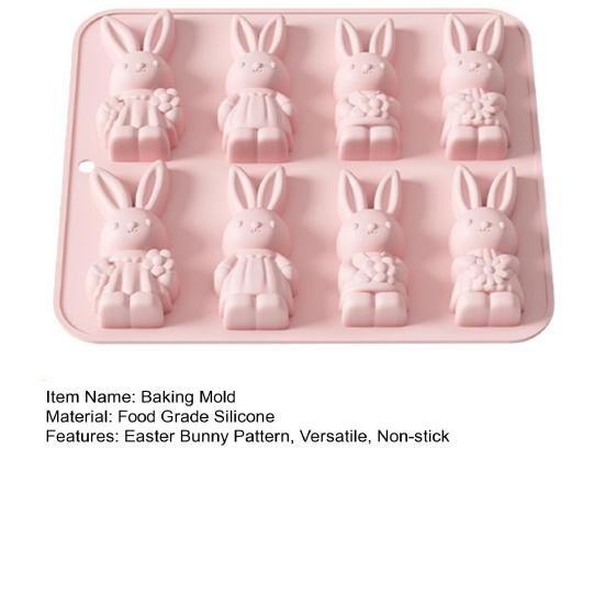 Силиконовая форма для Пасхи 8 ячеек 3D форма кролика Неприлипающая Гибкая форма Шоколад Конфеты Пудинг Мыло Глина Инструмент для выпечки и декорирования