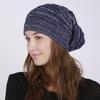 Women Autumn Winter Thin Pleated Mixed Color Pullover Hat Knitted Wool Outdoor