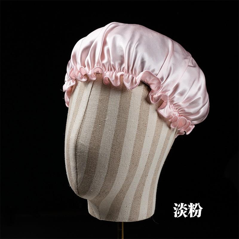 19mm Heavyweight 100% Pure Silk Sleep Cap With Ruffled Trim Hair Protection Nightwear