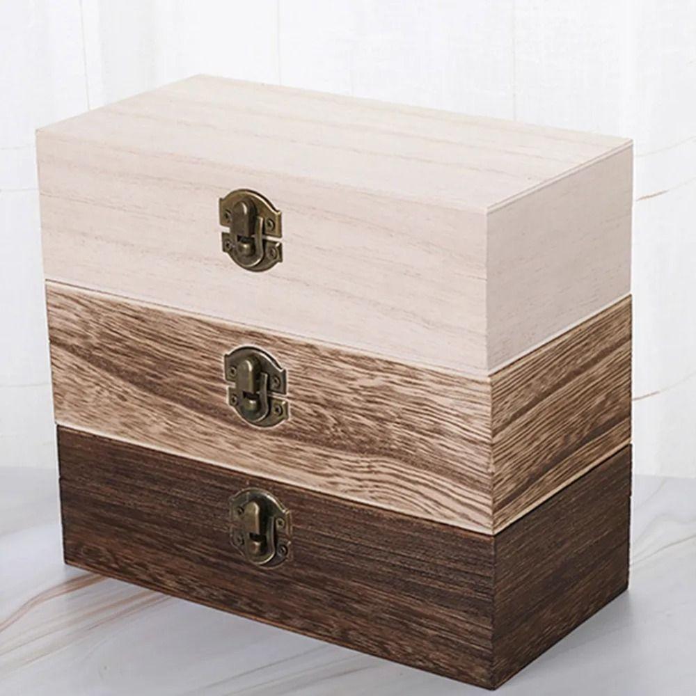 With Lid Jewelry Case Flip Type Necklace Ring Box Hinged Boxes Makeup Box Home