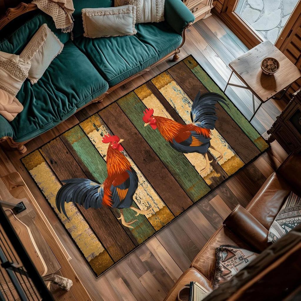 Деревенский ковер с петухом, ковер для гостиной, нескользящий, деревенский ковер, современный ковер с курицей, коврик с петухом, мягкие ковры для домашнего декора в стиле фермерского дома