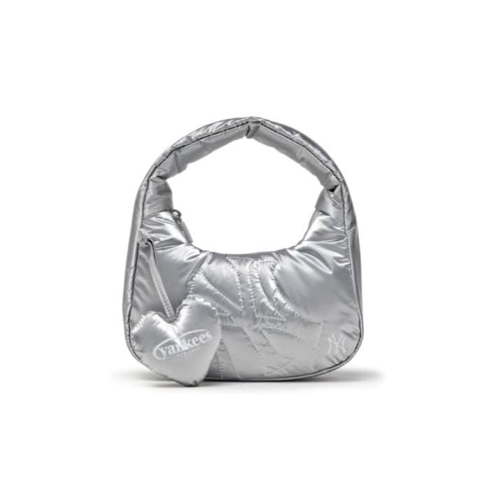 MLB [Karina PICK] Sporty Stitch Mini Hobo Bag NY Yankees (Black/Silver/Pink/Red)