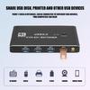 KVM-переключатель с 4 портами USB 3.0 для подключения принтеров и устройств хранения данных, доступный с обоих компьютеров, эффективный
