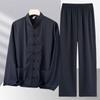 Костюм Тан, мужской костюм для людей среднего и пожилого возраста, мужской костюм из двух частей в китайском стиле с длинными рукавами