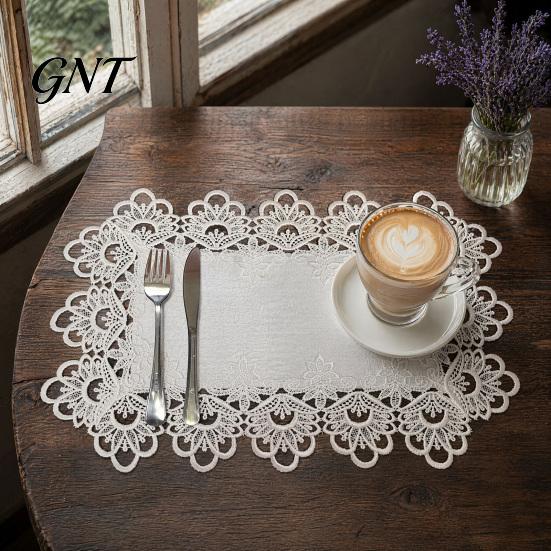 Warp-resistant Placemat White Lace Placemat, Foldable Soft Anti-Wrinkle Table Mat, Heat Low-temperature Resistant Non-Yellowing Durable Dining