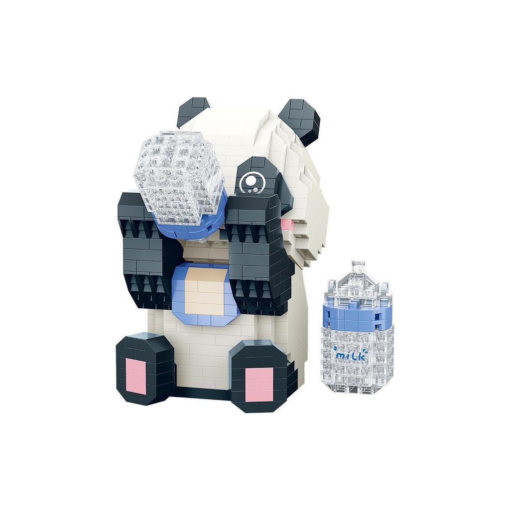 Cartoon Panda Flower Puzzle Tumbler: Cute Tiny Particle Desktop Ornament