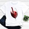 Women's Vintage Tee Color Wine Glass Print a Generation Hair Base Shirt Trend Aesthetic Graphic T Shirts Casual Tops