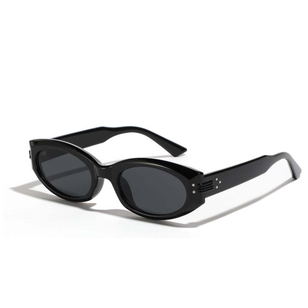 Овальные очки «кошачий глаз» с заклепками, солнцезащитные очки в стиле «моранди» для женщин, солнцезащитные очки для мужчин