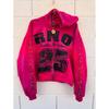 Unisex Oversized Hooded Zip-Up Sweatshirt With Rhinestone Letter Print Streetwear Casual Top