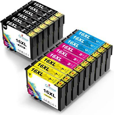 Чернильный картридж 16XL - CHOUMICHA - Совместимый с Epson WF-2510 WF-2630 - 600 страниц черный - 440 страниц цветной