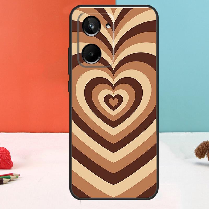Эстетика Коричневое Сердце 'Любовь к Латте' Для Realme 15 Pro GT6 GT7 10 11 12 13 14 Pro Plus C51 C53 C55 C61 C63 C65 C67 C75 C71 Чехол