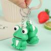 Забавный милый зеленый брелок для ключей с лягушкой со светодиодным светом и звуком, детские игрушки в подарок