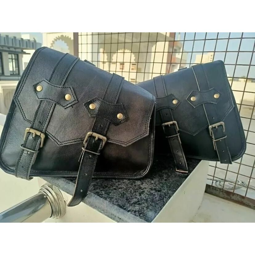 Комбинированная черная винтажная кожаная 3-седельная сумка для мотоцикла, боковая сумка для инструментов