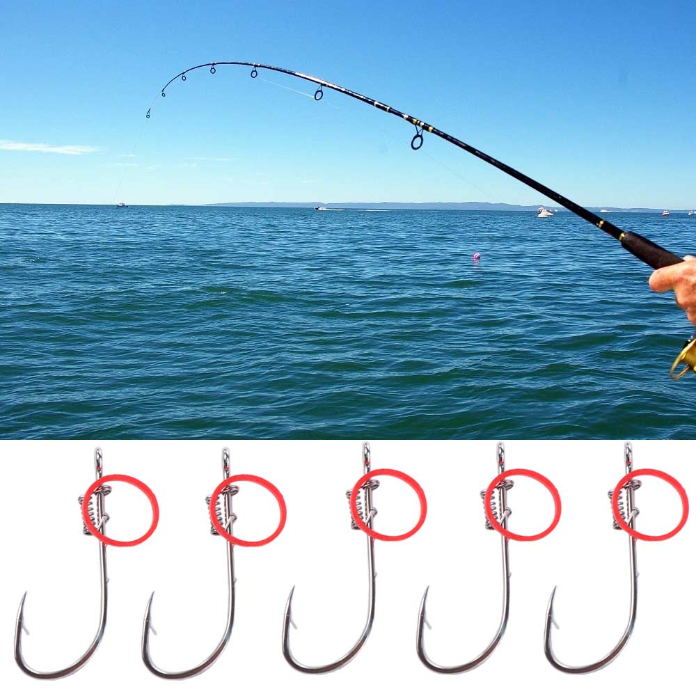 Hanging Spring Live Shrimp Fishing Hooks Carbon Steel Barbed Fishhook Catfish Bass