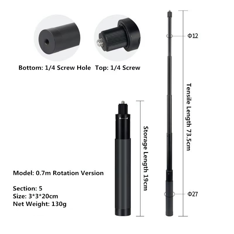 Invisible Extended Edition Selfie Stick Scalable Monopod for Insta360 X6 X5 X4 X3 Accessories for GoPro 13 12 DJI Action Stick 7