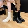 Short Boots Women's New Autumn and Winter Small White Round-headed Martin Boots Thin Boots
