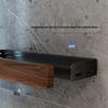 cmaos Walnut & Black Wall-Mounted Bathroom Shelf