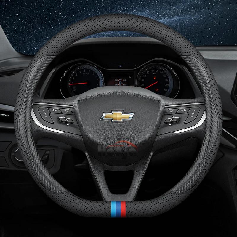 AABHO1 Leather Car Steering Wheel Cover for Chevrolet Chevy Malibu Spark tracker Cruze Sonic Camaro Equinox Volt Seeker Accessories