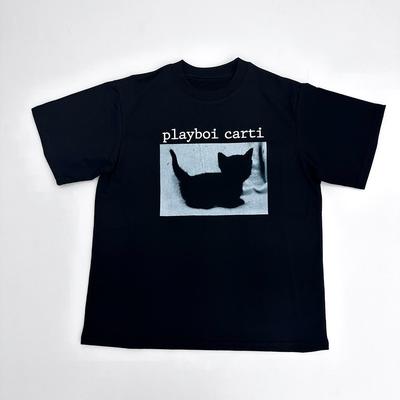 KK11 Футболки оверсайз в стиле хип-хоп Playboi Carti, милая футболка с принтом кошки в стиле Харадзюку, мужские топы, качественная футболка рэпера