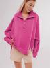 Streetwear Women Loose Fit Lantern Sleeve Hoodie With Button Details For Fall 2024