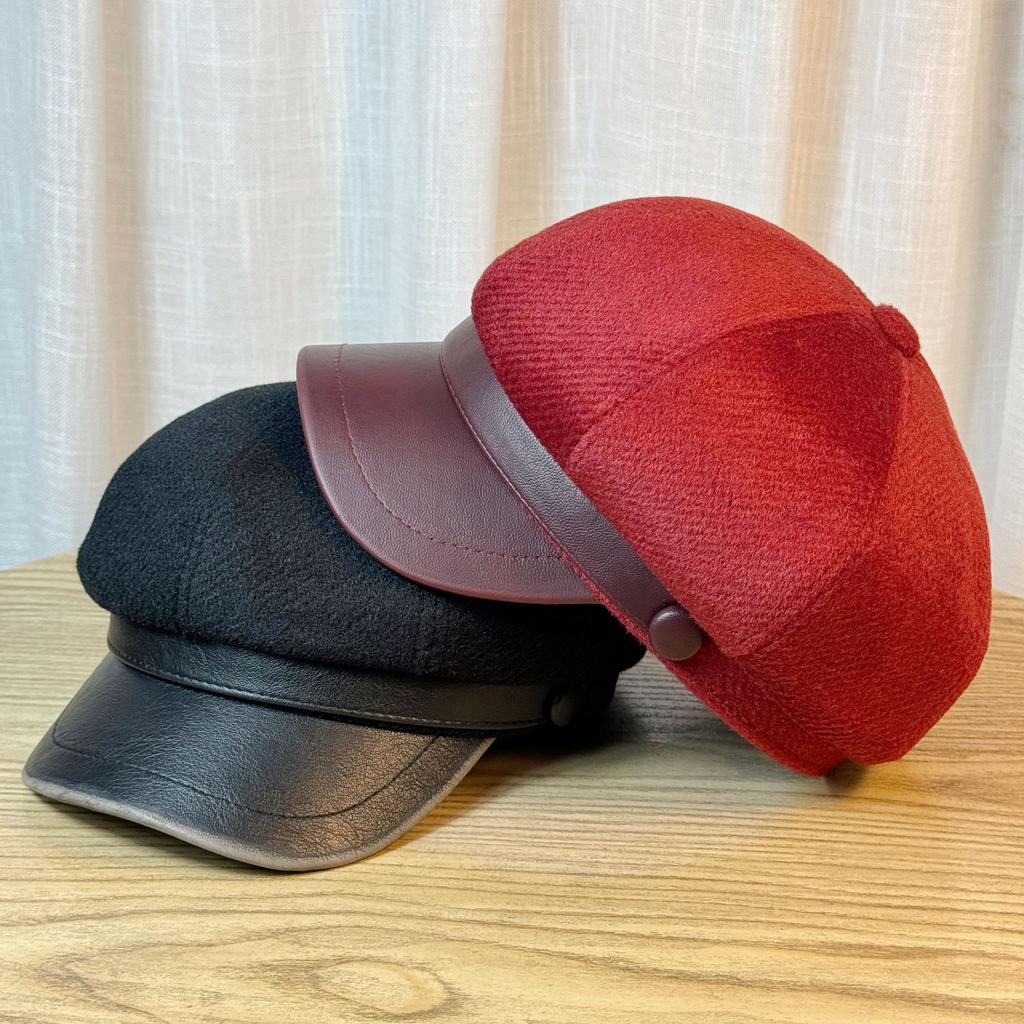 Восьмиугольная шляпа для женщин на осень и зиму, теплая из меха норки, британская ретро-кепка газетчика, трендовый бренд, повседневная универсальная шляпа художника