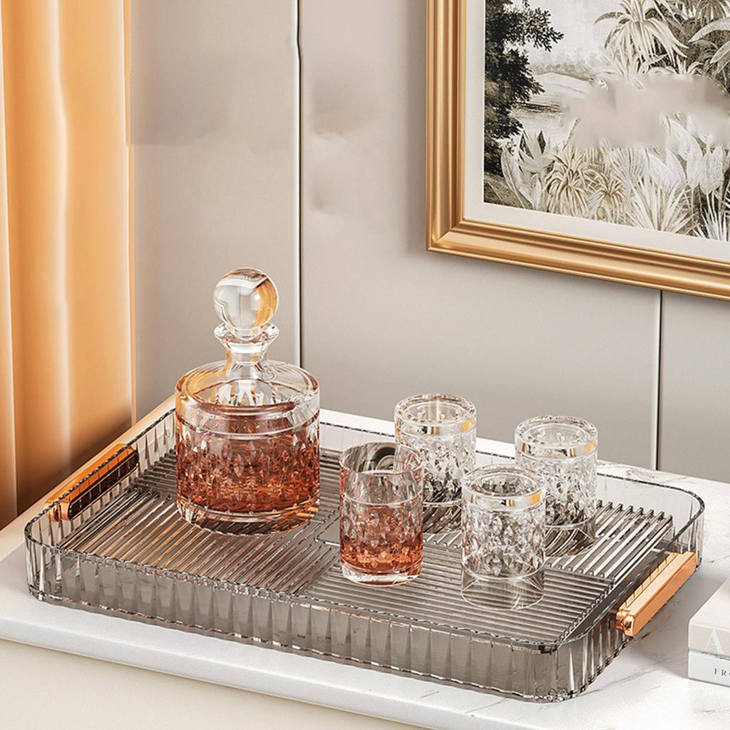 Drainage Tea Tray Plastic Multipurpose Large Capacity Transparent Tea Serving Drain Tray for Home Living Room Large