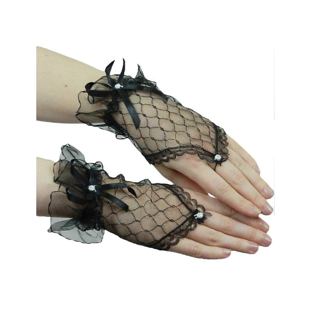 Fingerless Gloves Women - Lace Gloves - Black Goth Gloves - White Bridal Gloves